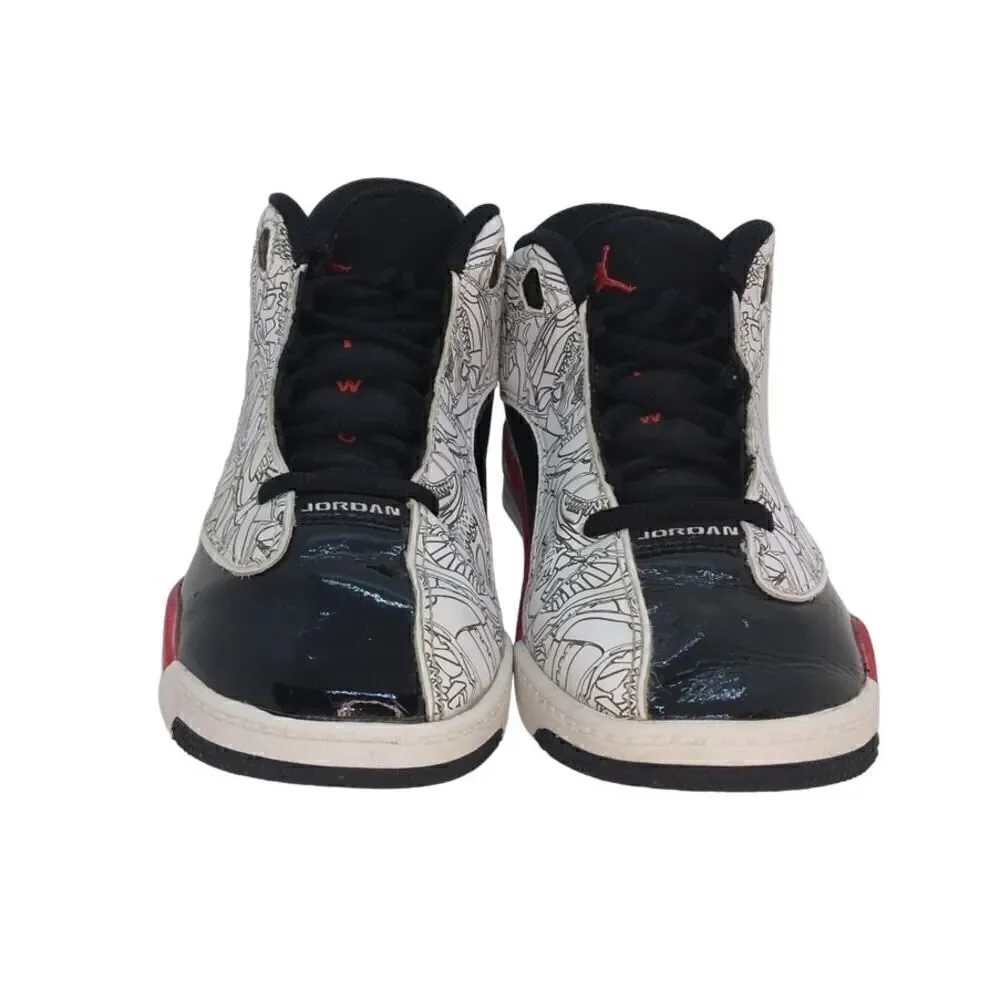 Nike Air Jordan Dub Zero PS Boys Pre-owned Blk/White/Red Sneakers - sz. 1 1/2Y